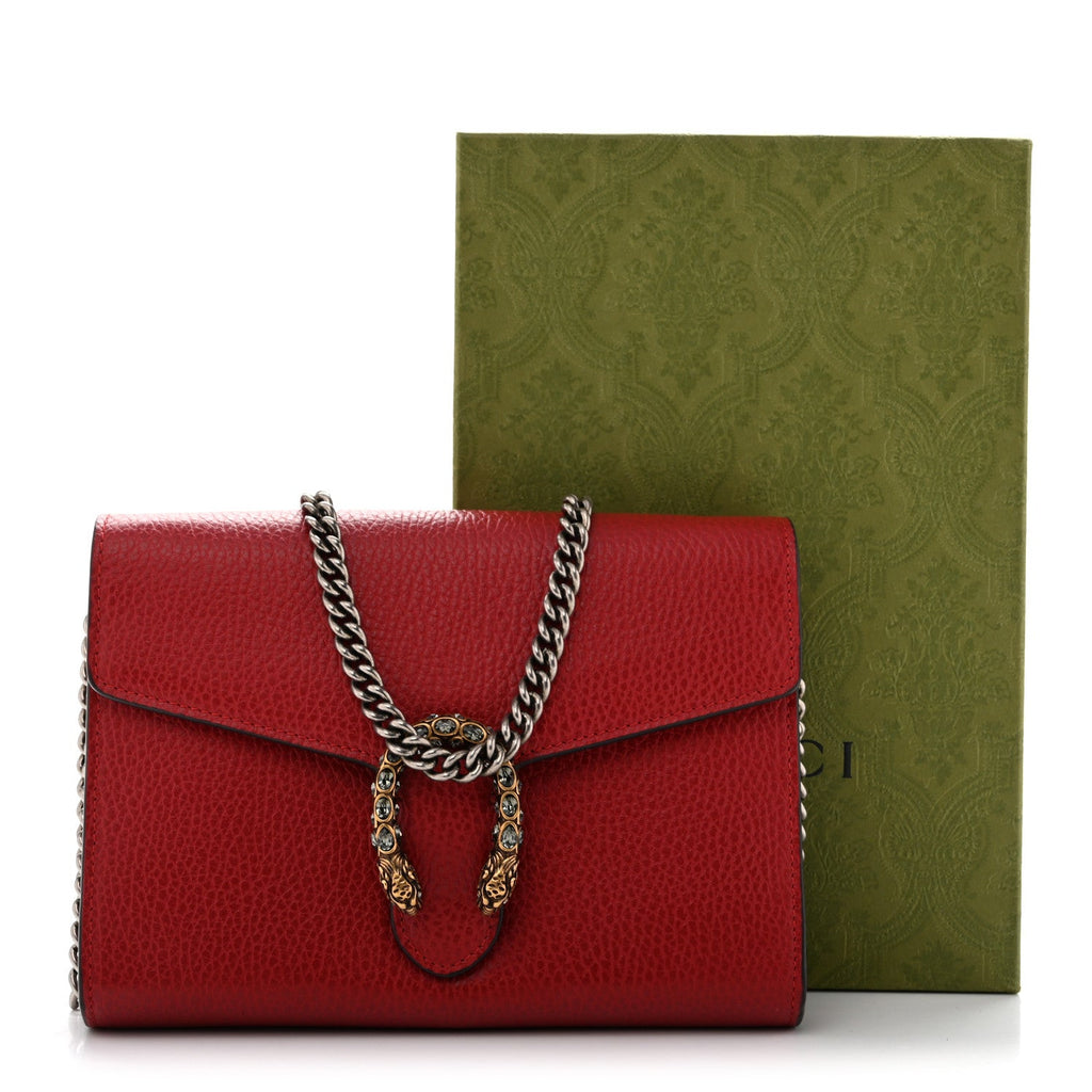 Calfskin Mini Dionysus Chain Wallet Hibiscus Red wholesalehk.shop