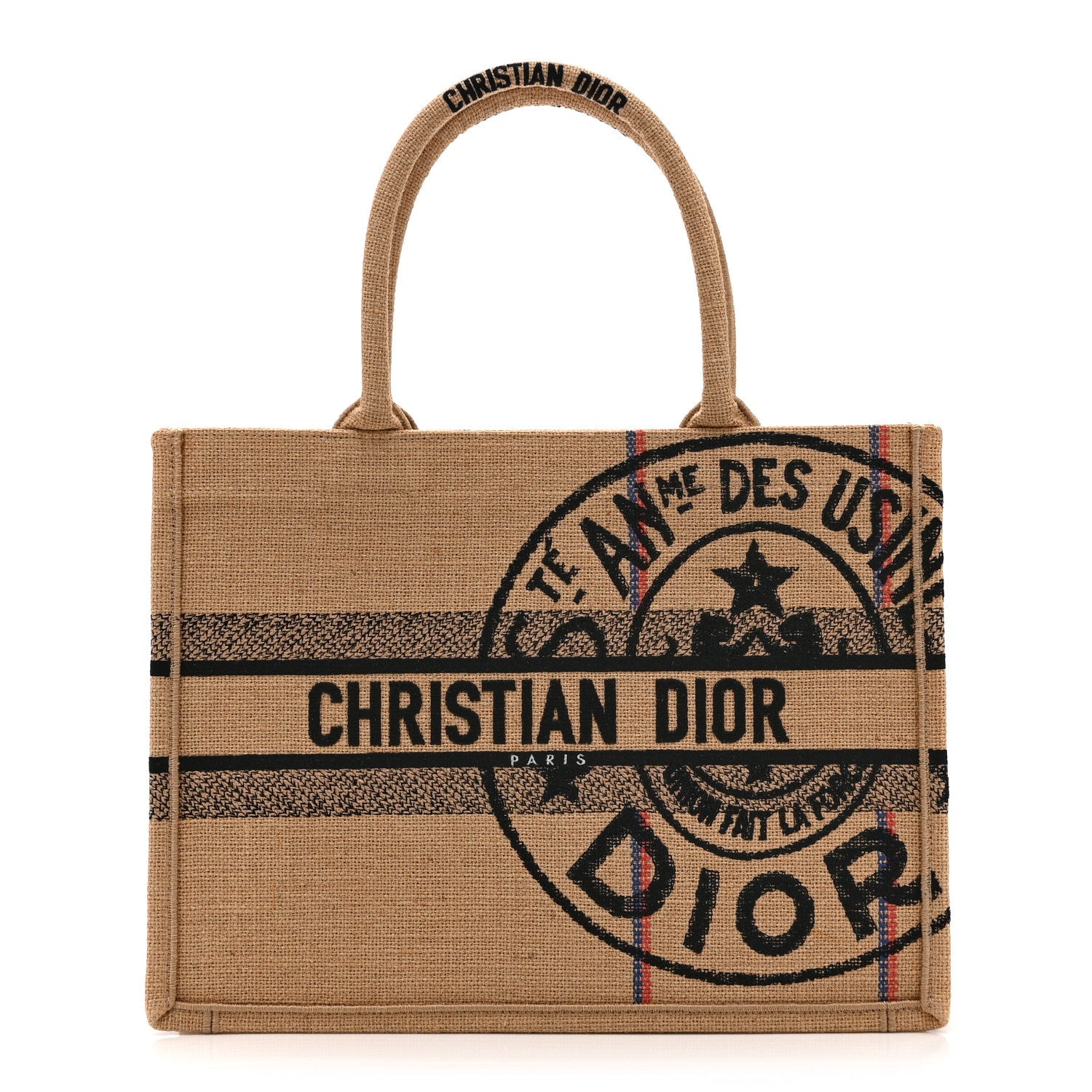 Canvas Jute Embroidered Medium Book Tote Black Beige £¨ Direct shipment via from wholesalehk.shop