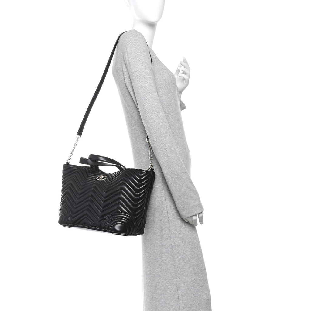 Lambskin Matelasse Medium GG Betty Tote Bag Black wholesalehk.shop