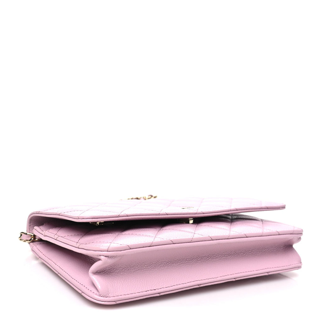 Caviar Quilted Wallet on Chain WOC Light Pink wholesalehk.shop