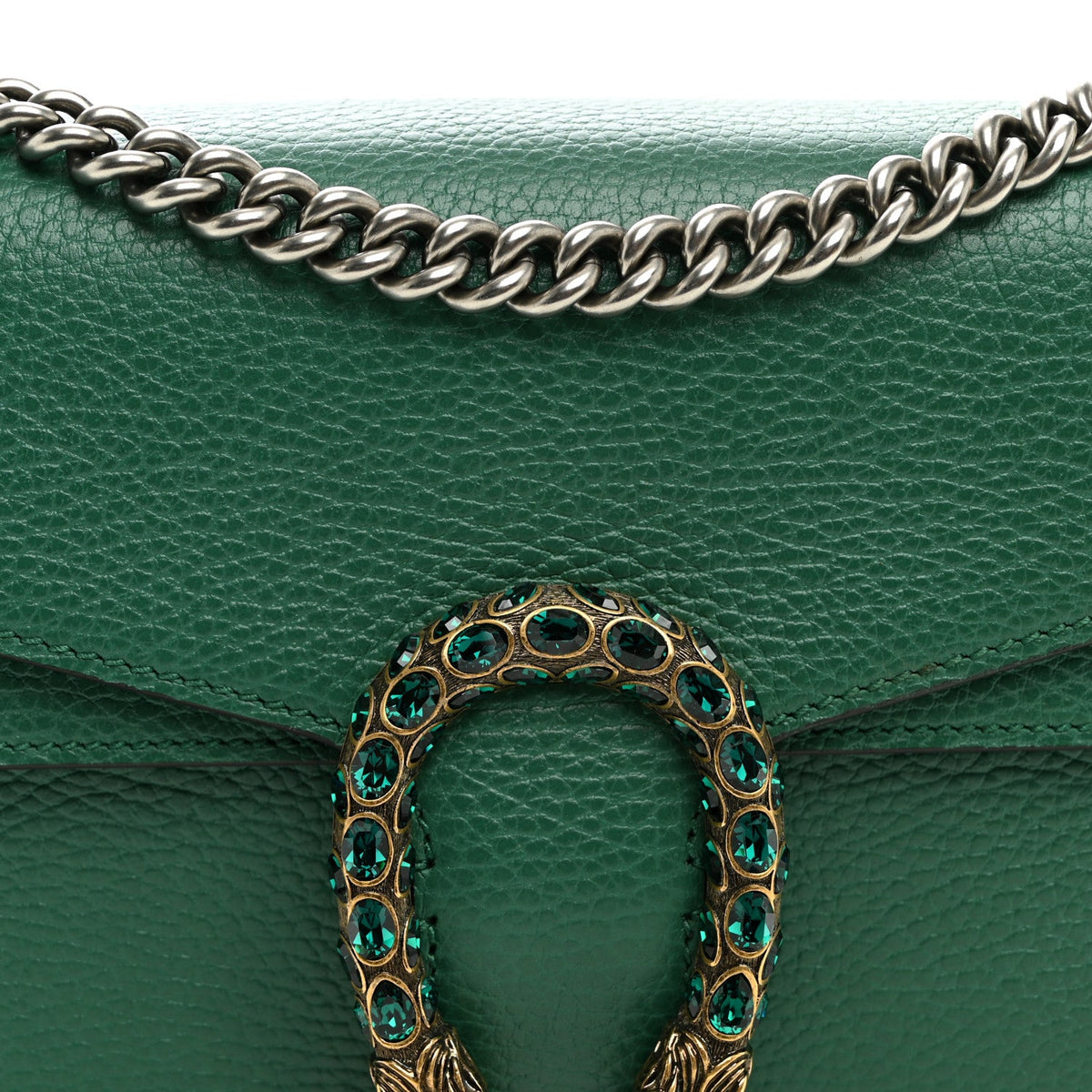 Pebbled Calfskin Small Dionysus Shoulder Bag Emerald wholesalehk.shop