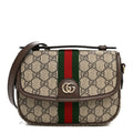 GG Supreme Monogram Textured Dollar Calfskin Small Ophidia Top Handle Shoulder Bag Beige Brown wholesalehk.shop