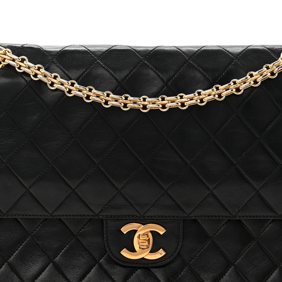 Lambskin Quilted Medium Double Flap Bijoux Chain Black wholesalehk.shop