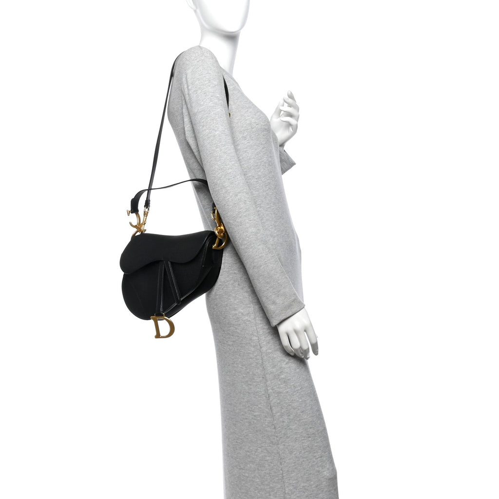 Grained Calfskin Saddle Bag With Strap Black wholesalehk.shop