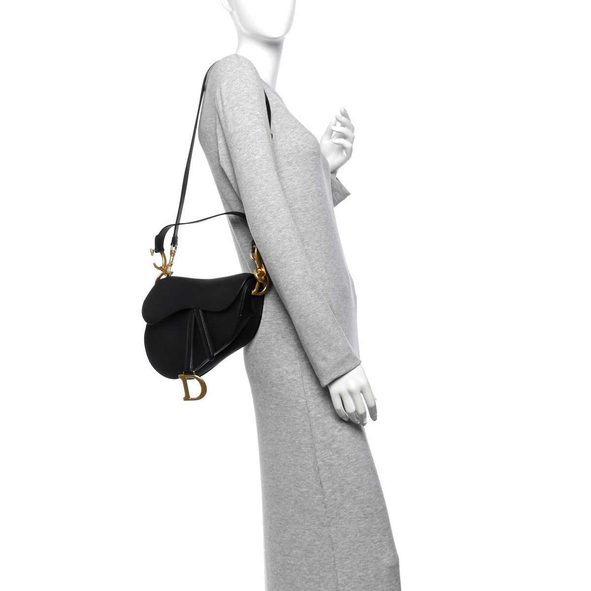 Grained Calfskin Saddle Bag With Strap Black wholesalehk.shop