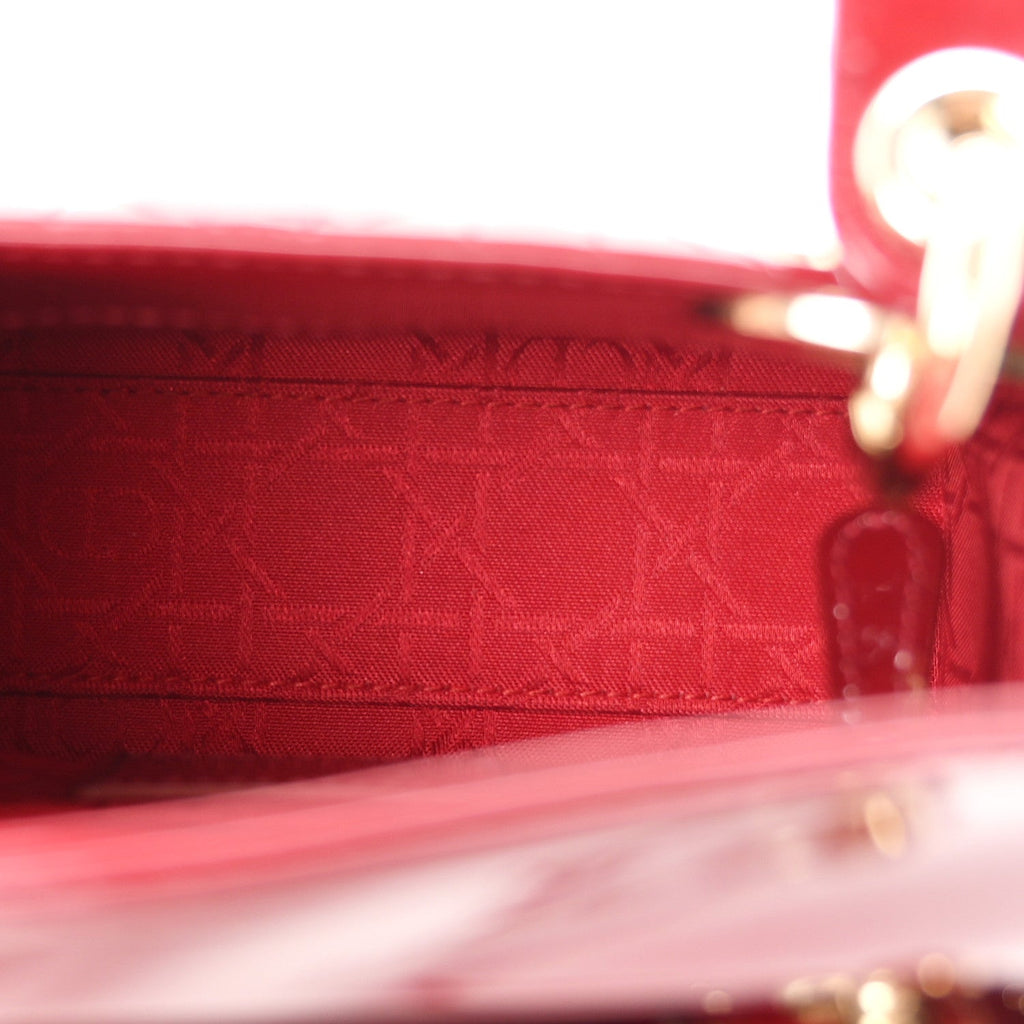Patent Cannage Mini Lady Dior Red wholesalehk.shop