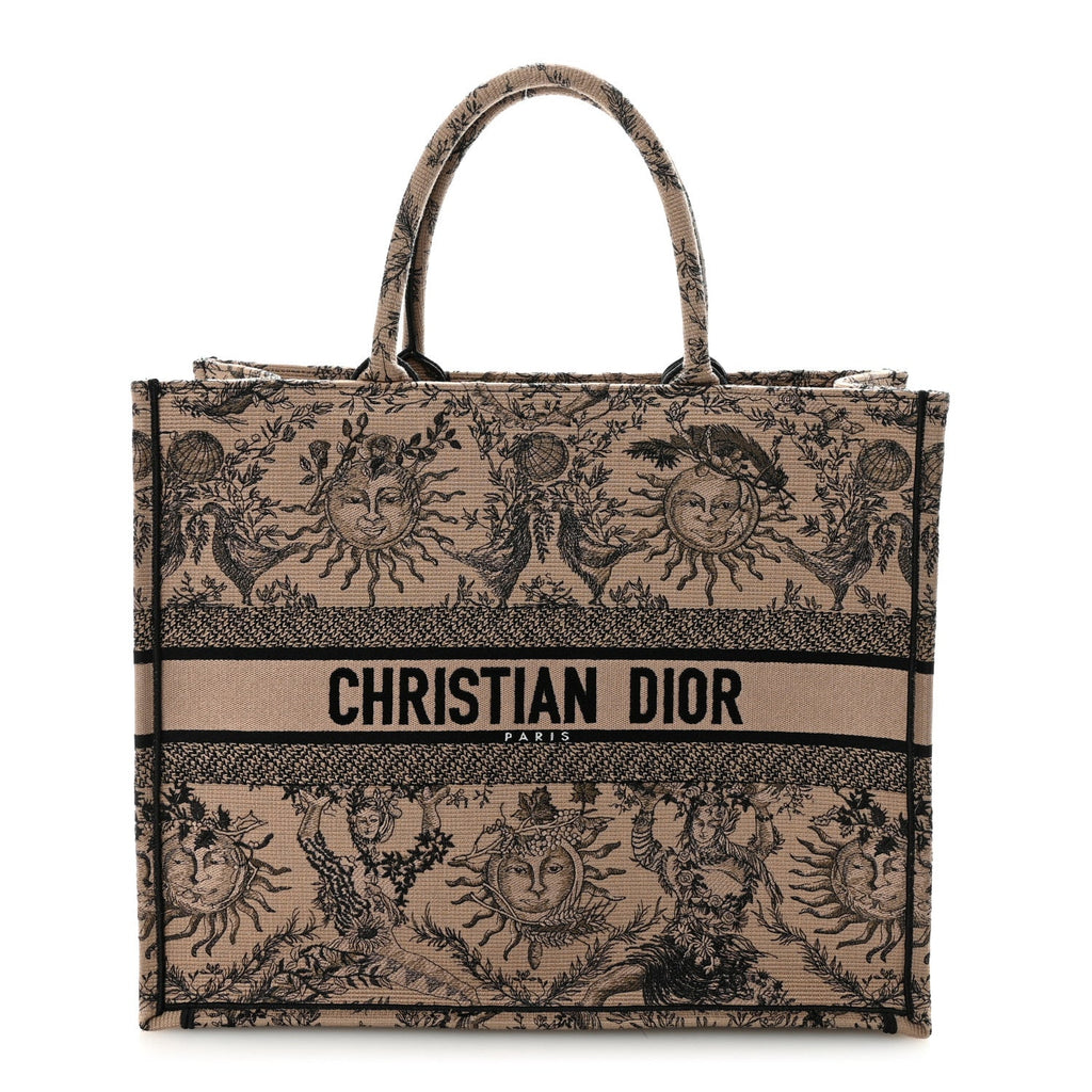 Canvas Embroidered Large Toile de Jouy Soleil Book Tote Beige £¨ Direct shipment via from wholesalehk.shop