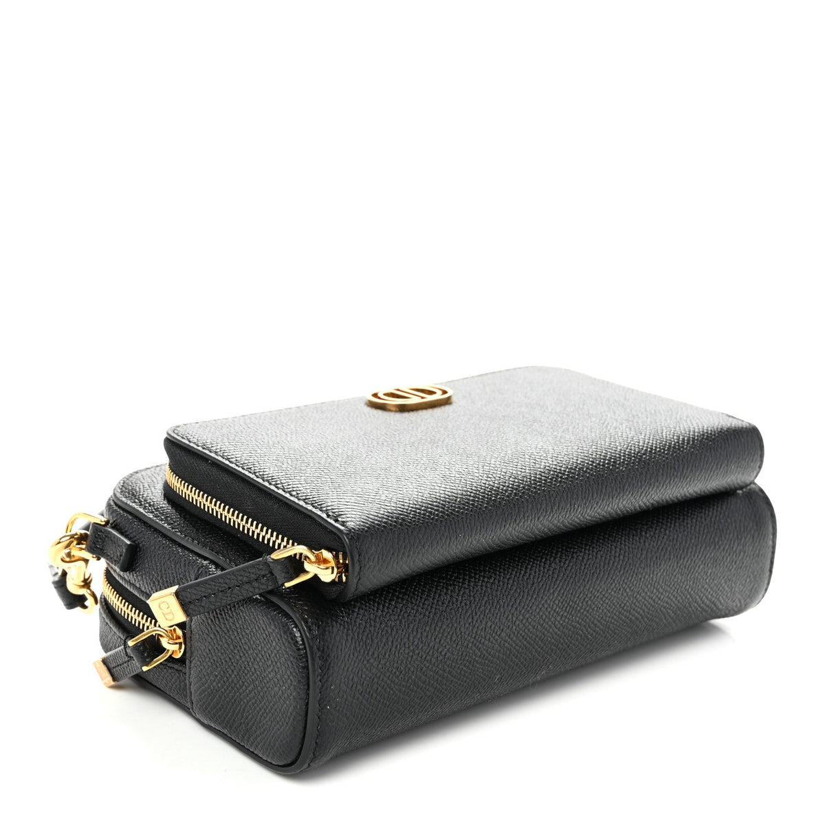 Grained Calfskin Caro Double Pouch Black wholesalehk.shop