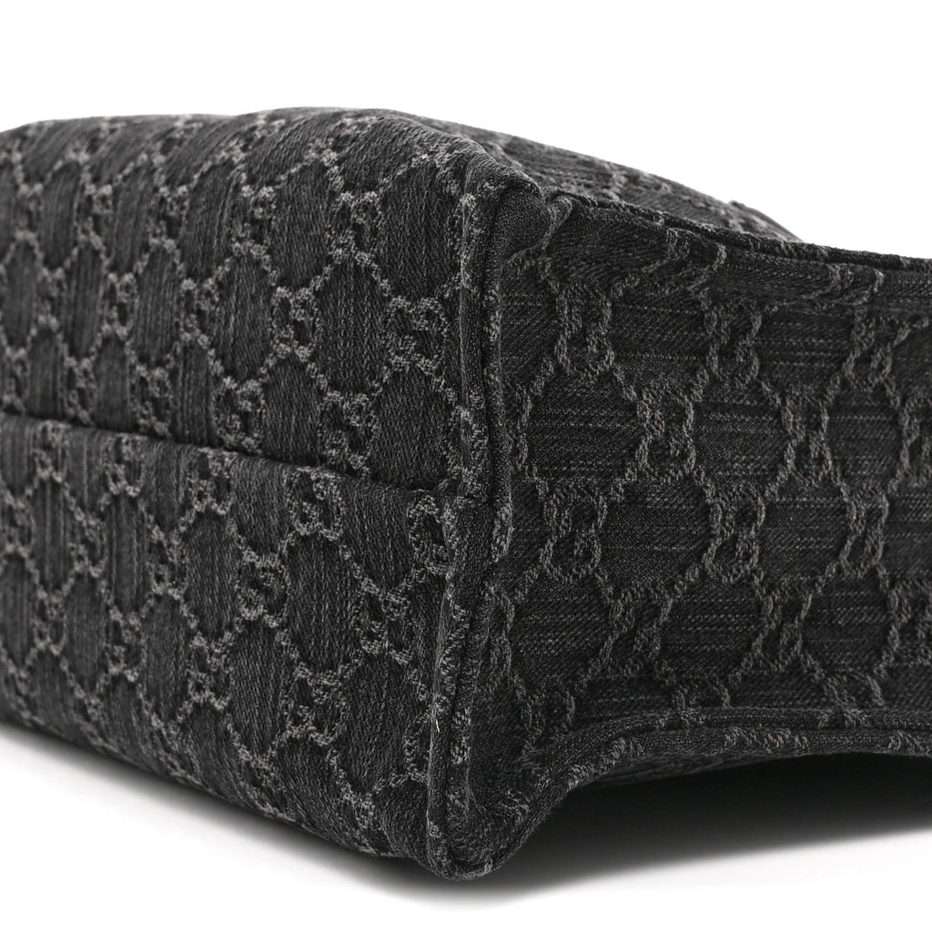 Denim Ophidia GG Monogram Tote Medium Black Grey wholesalehk.shop