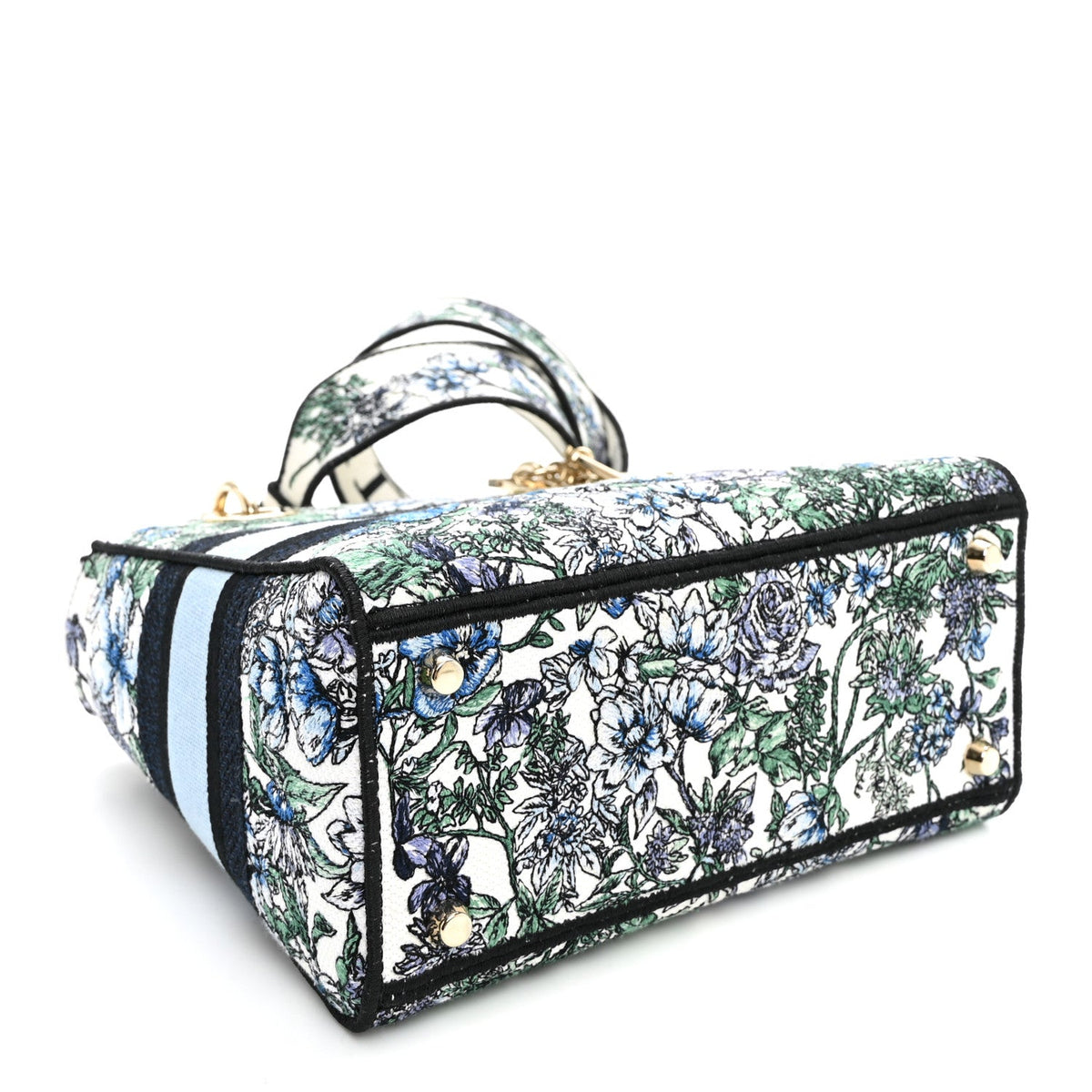 Canvas Embroidered Chardons Toile De Jouy Medium Lady D-Lite Blue Multicolor wholesalehk.shop