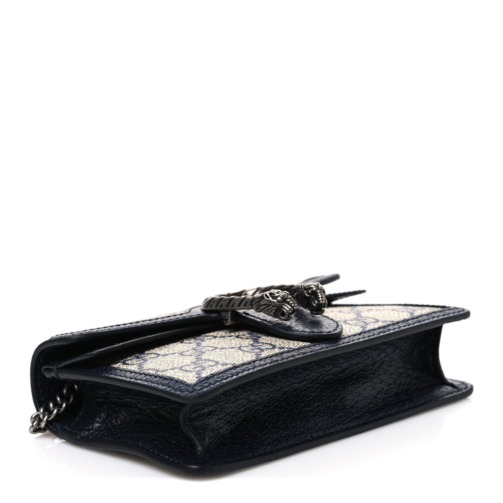 GG Supreme Monogram Textured Dollar Calfskin Super Mini Dionysus Shoulder Bag Beige Blue wholesalehk.shop