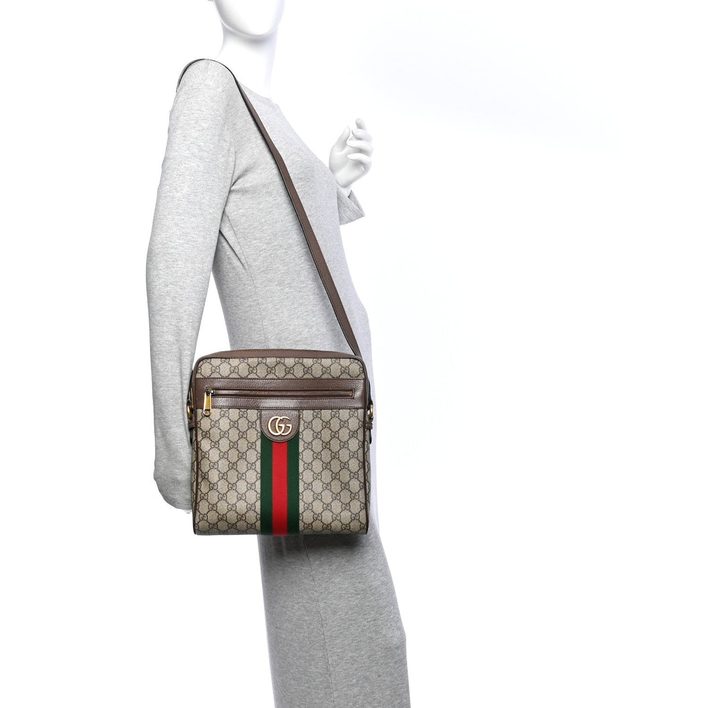 GG Supreme Monogram Web Medium Ophidia Messenger Bag Brown wholesalehk.shop