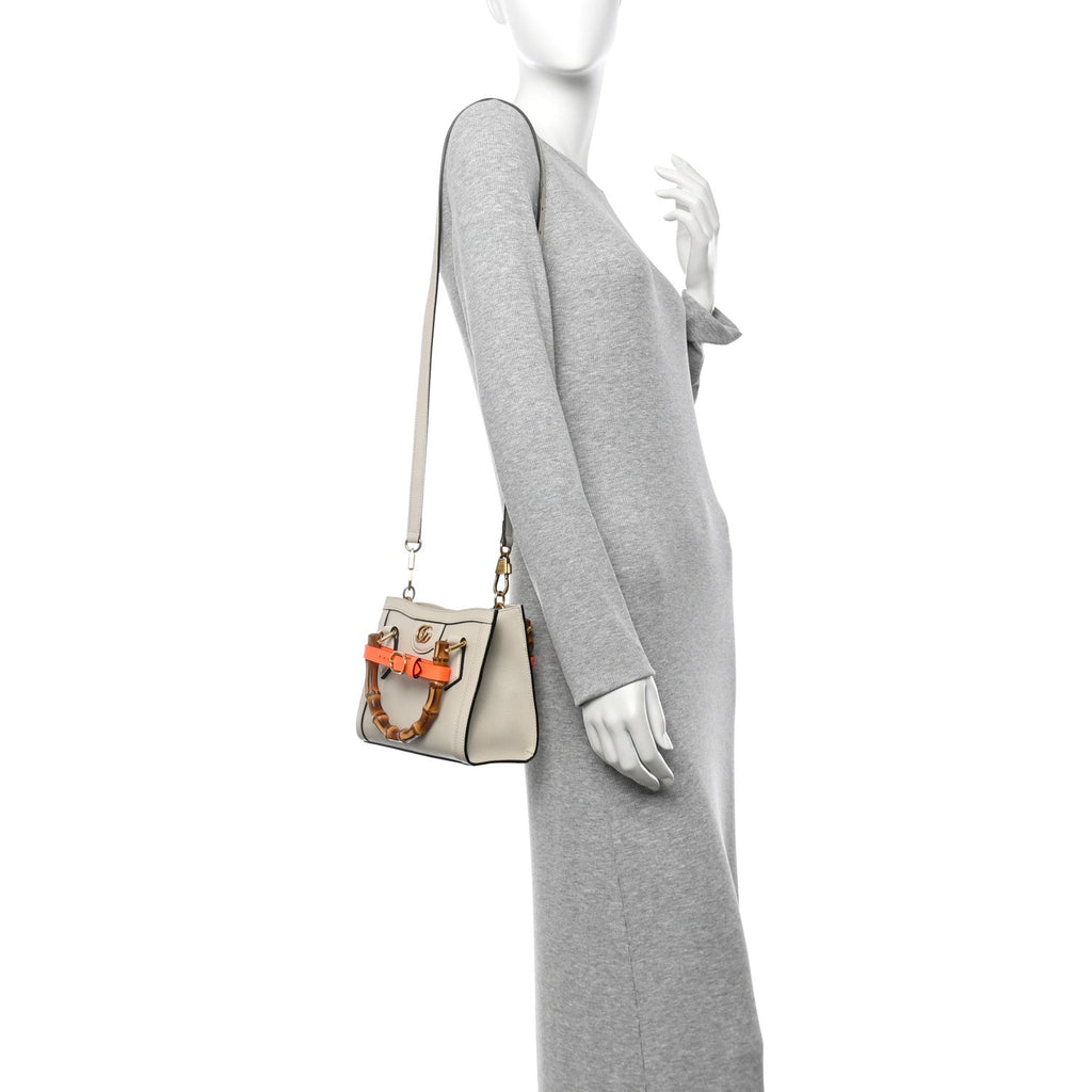 Wonka Grain Calfskin Mini Diana Tote Bag Mystic White Orange Fluo wholesalehk.shop