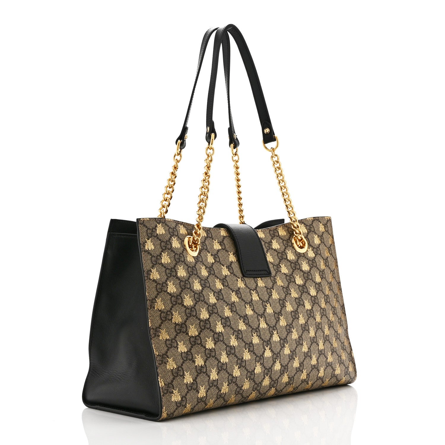 GG Supreme Monogram Bees Medium Padlock Tote Beige Oro Black £¨ Direct shipment via from wholesalehk.shop