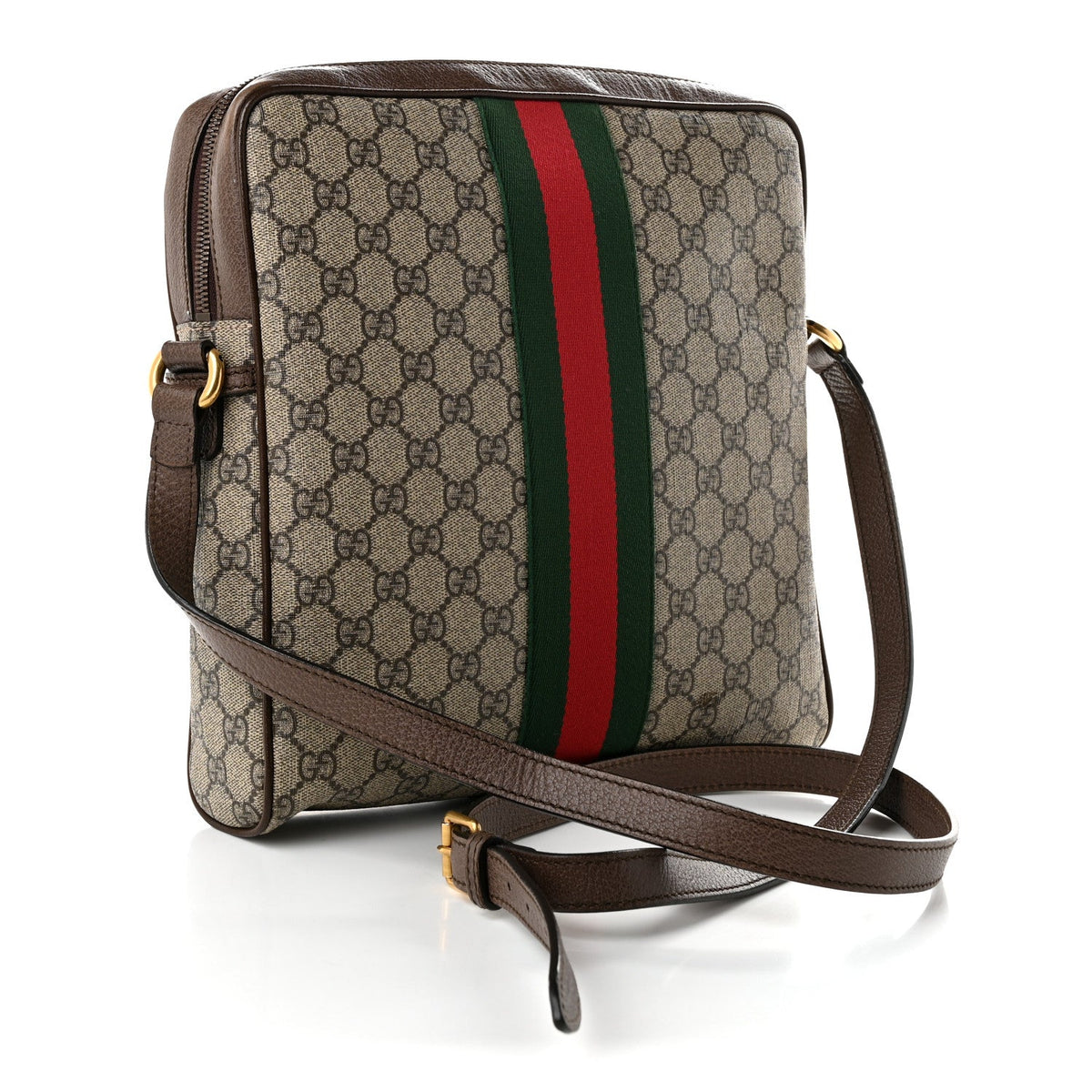 GG Supreme Monogram Web Medium Ophidia Messenger Bag Brown wholesalehk.shop