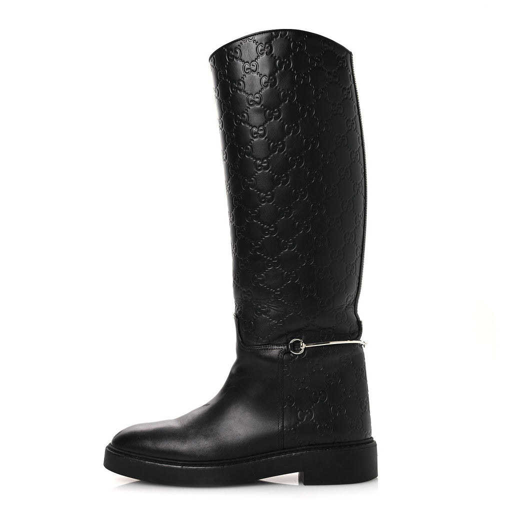 Guccissima Real Betis Glamour Calfskin Michelangelo Slim Horsebit Riding Boots 39.5 Black £¨ Direct shipment via from wholesalehk.shop