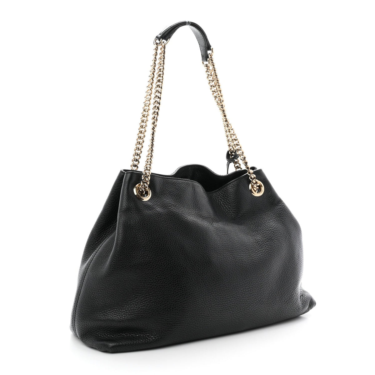 Pebbled Calfskin Medium Soho Chain Shoulder Bag Black wholesalehk.shop