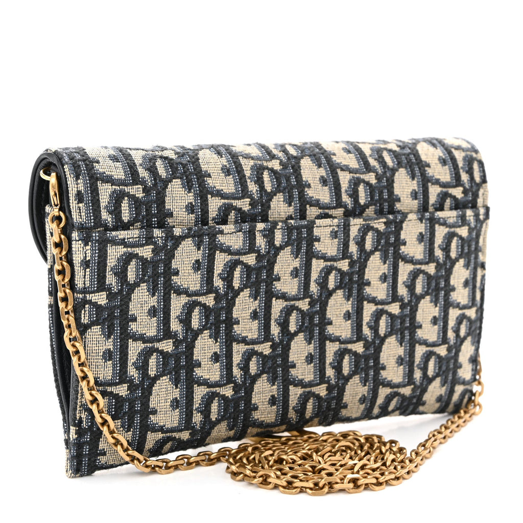 Oblique Saddle Chain Long Wallet Blue wholesalehk.shop