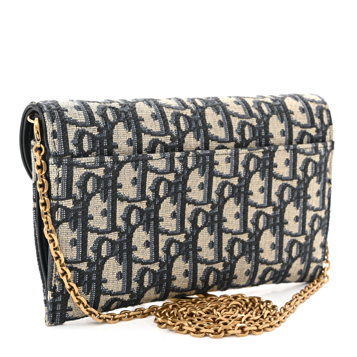 Oblique Saddle Chain Long Wallet Blue wholesalehk.shop