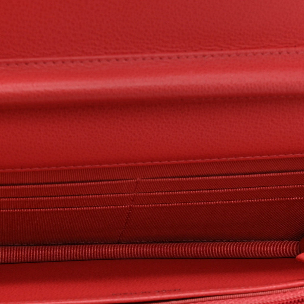 Grained Calfskin Quilted CC Box Wallet On Chain WOC Pink wholesalehk.shop