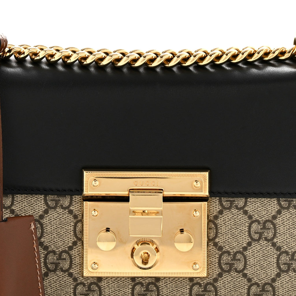 GG Supreme Monogram Calfskin Small Padlock Shoulder Bag Beige Black Cuir £¨ Direct shipment via from wholesalehk.shop