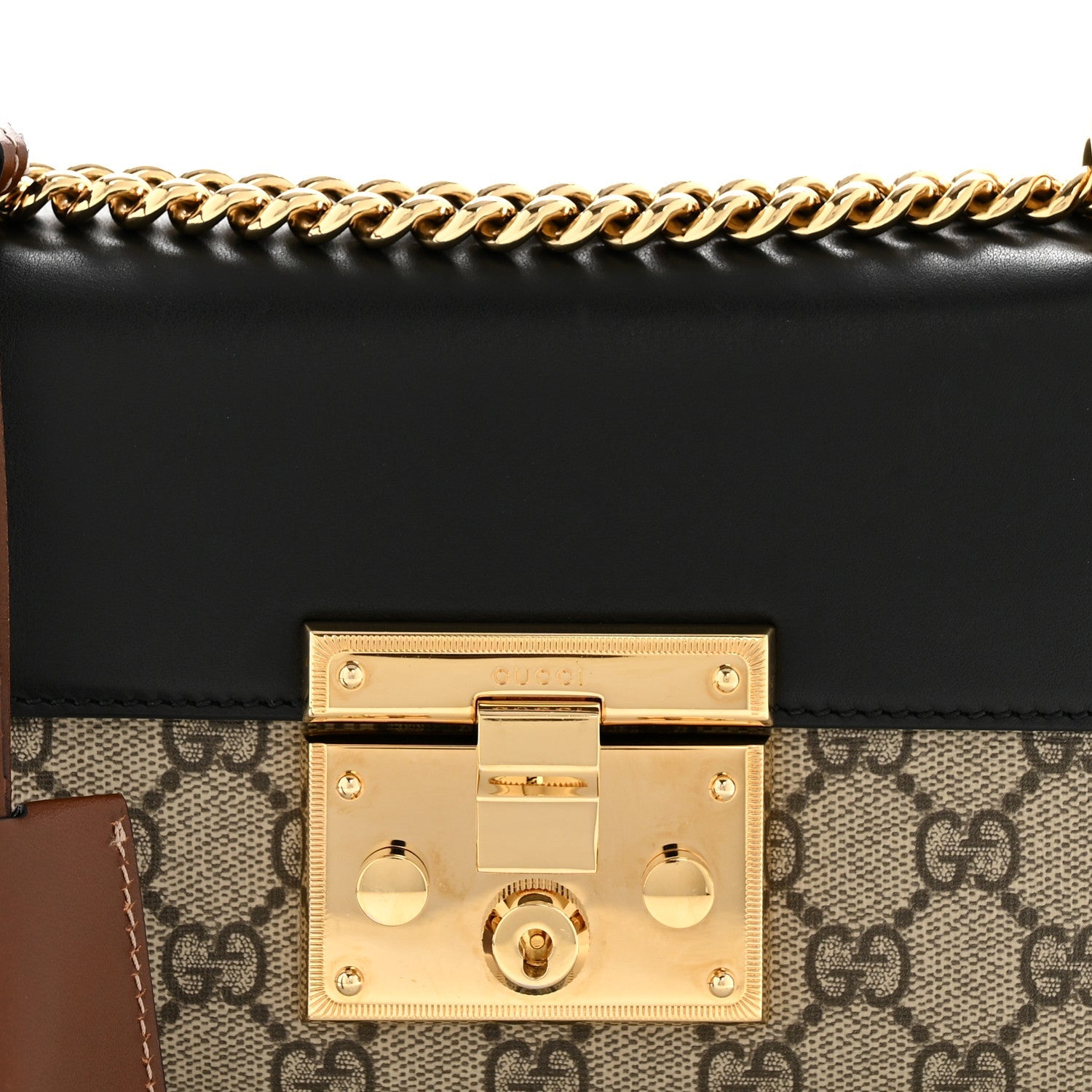 GG Supreme Monogram Calfskin Small Padlock Shoulder Bag Beige Black Cuir £¨ Direct shipment via from wholesalehk.shop