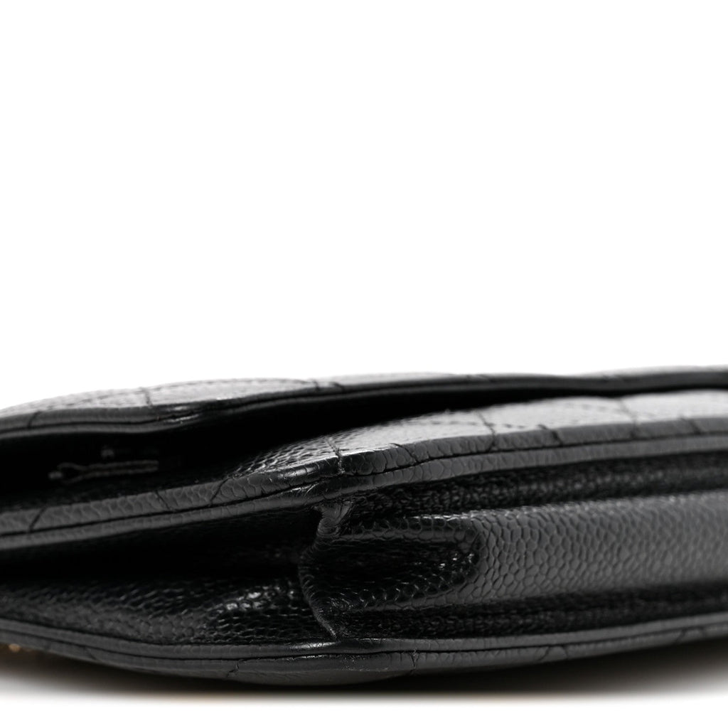 Caviar Quilted Wallet On Chain WOC Black wholesalehk.shop