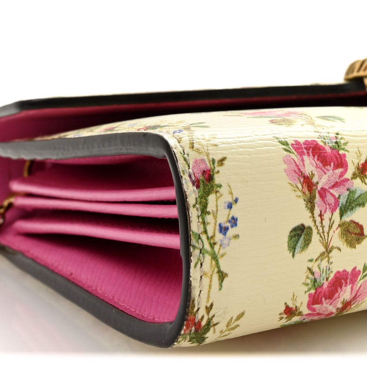 Calfskin Floral Print Mini Dionysus Chain Wallet Ivory Pink wholesalehk.shop