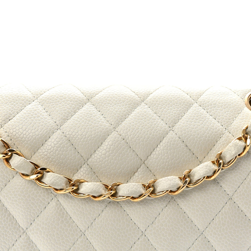 Caviar Quilted Medium Double Flap Light Blue wholesalehk.shop