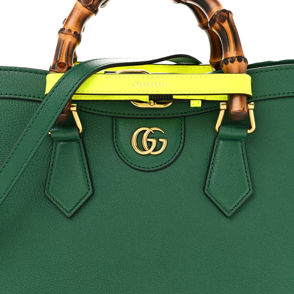 Wonka Grain Calfskin Small Diana Tote Bag Green Yellow Fluo wholesalehk.shop