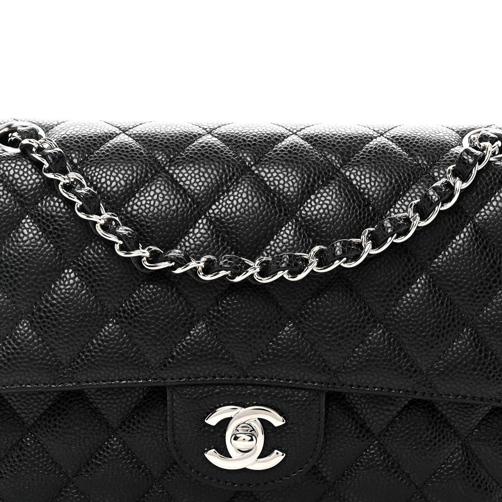 Caviar Quilted Medium Double Flap Black wholesalehk.shop