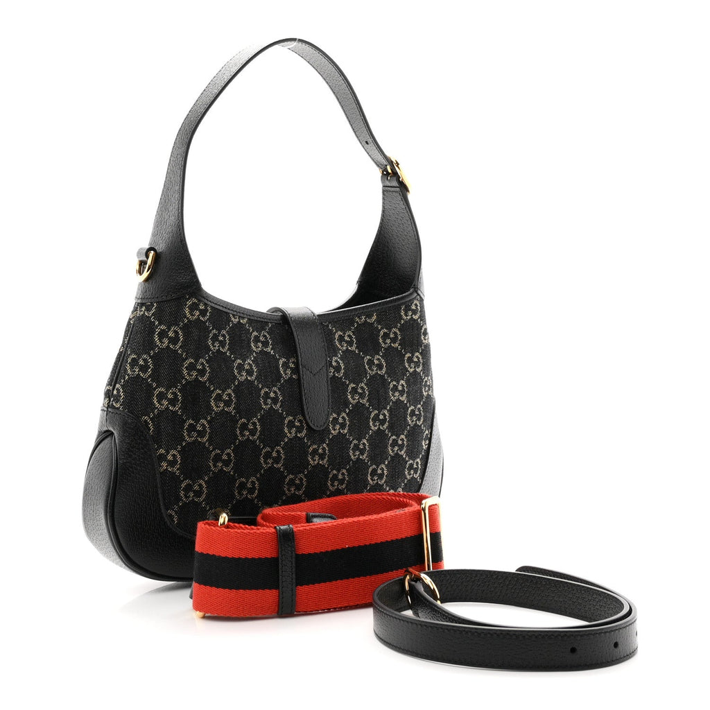 Jacquard Denim GG Monogram Small Jackie 1961 Hobo Black Ivory £¨ Direct shipment via from wholesalehk.shop