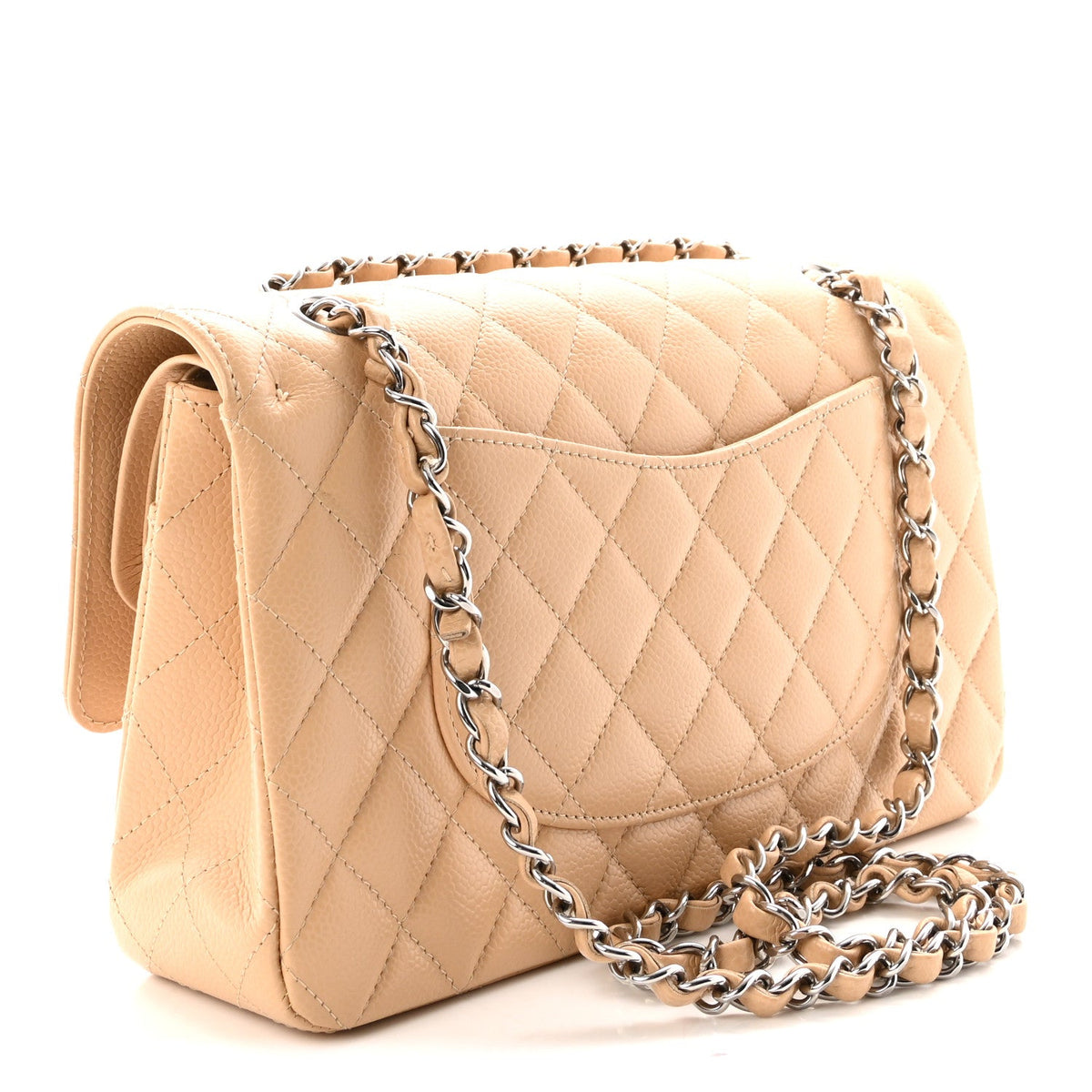 Caviar Quilted Medium Double Flap Beige wholesalehk.shop