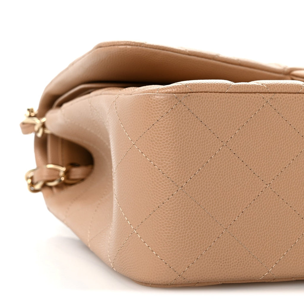 Caviar Quilted Jumbo Double Flap Beige Clair wholesalehk.shop