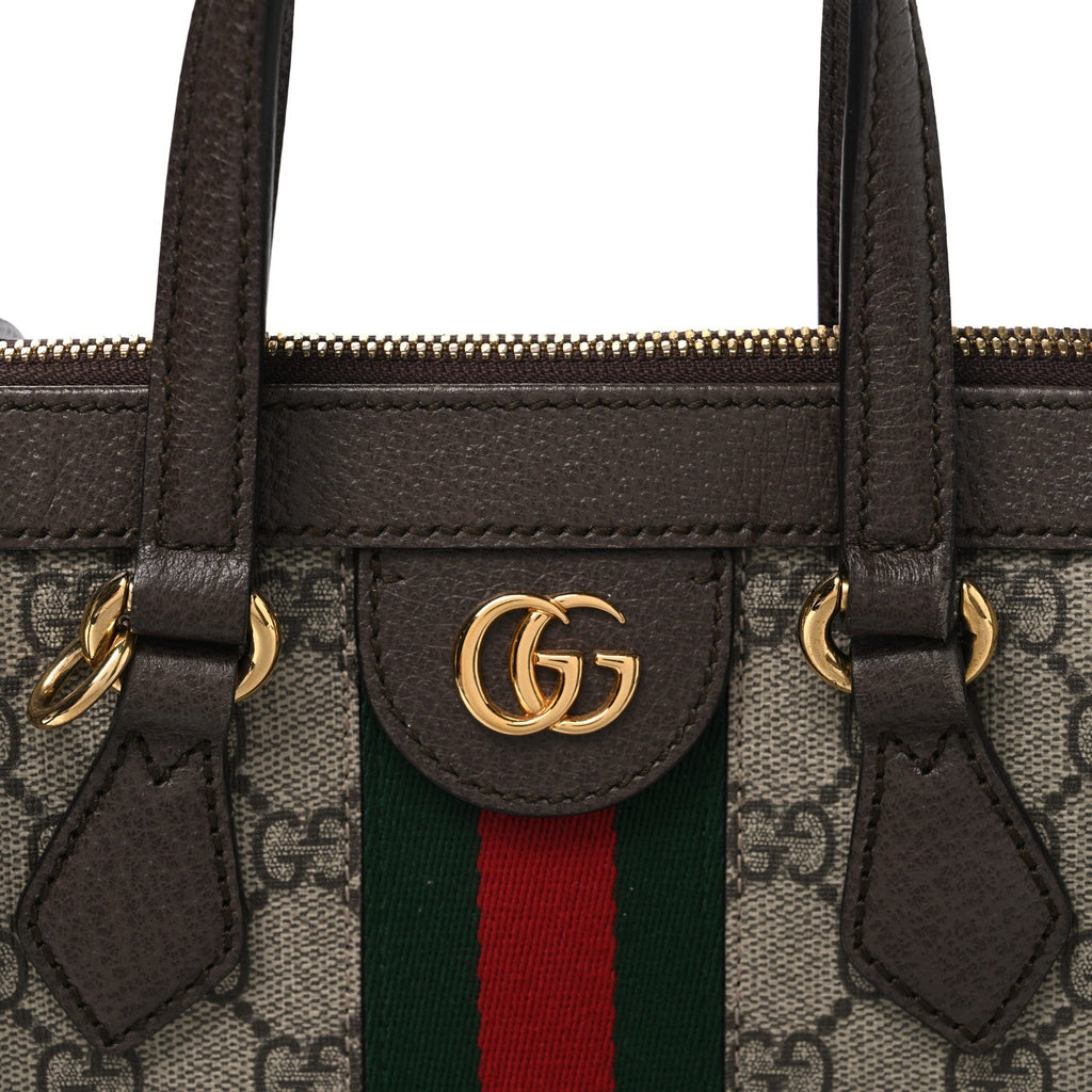 GG Supreme Monogram Small Ophidia Tote Bag Brown wholesalehk.shop