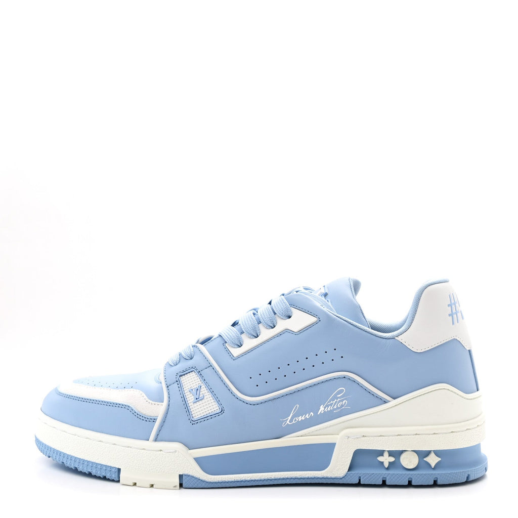Calfskin Mens LV Trainer Sneakers 9 Blue £¨ Direct shipment via from wholesalehk.shop