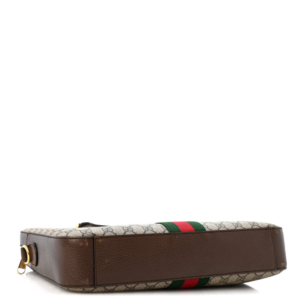 GG Supreme Monogram Textured Calfskin Web Medium Ophidia Briefcase Beige Ebony New Acero wholesalehk.shop
