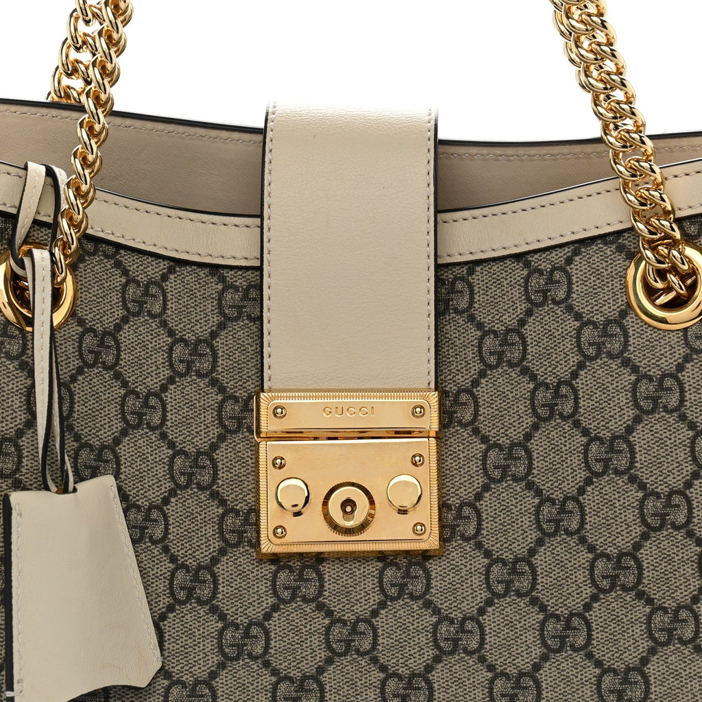 GG Supreme Monogram Medium Padlock Tote White £¨ Direct shipment via from wholesalehk.shop