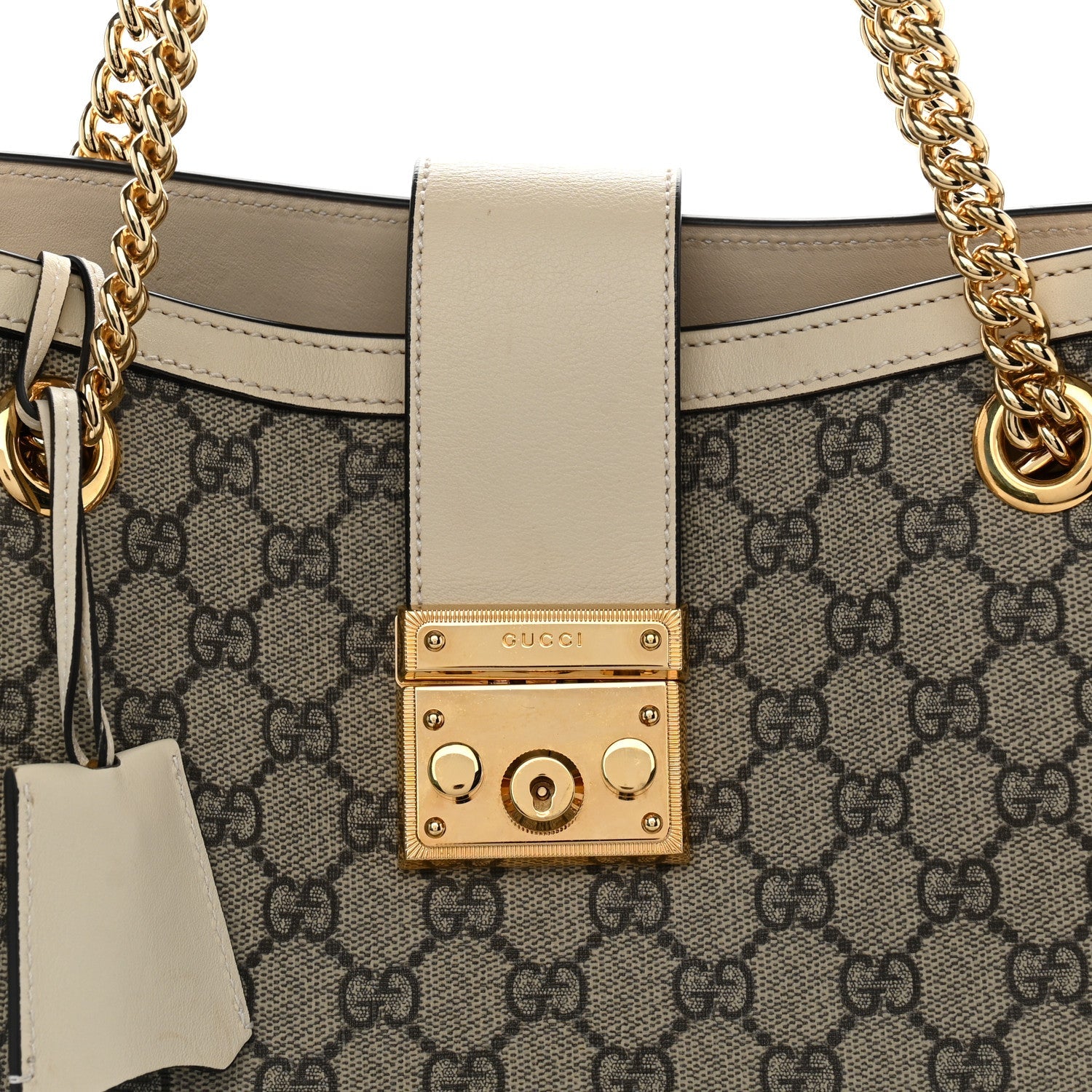 GG Supreme Monogram Medium Padlock Tote White £¨ Direct shipment via from wholesalehk.shop