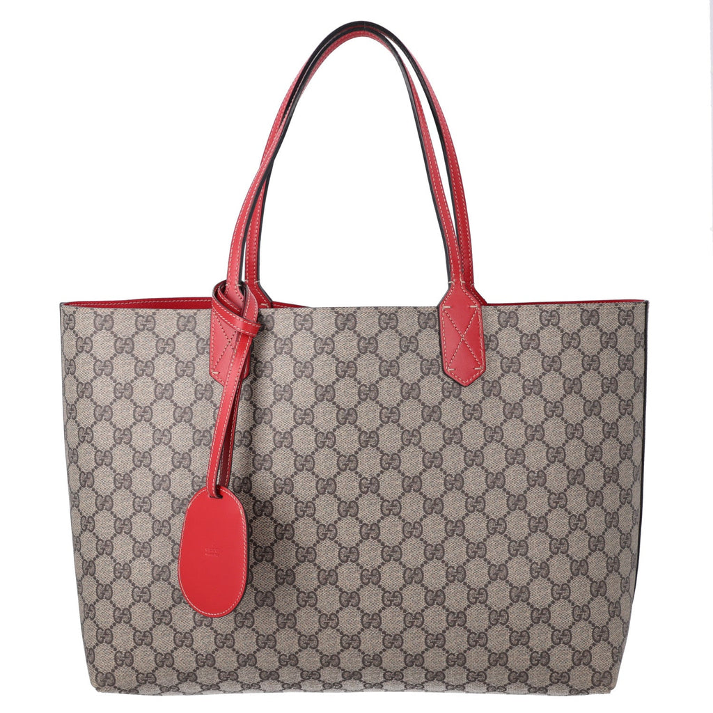 GG Supreme Monogram Medium Reversible Tote Beige Red wholesalehk.shop