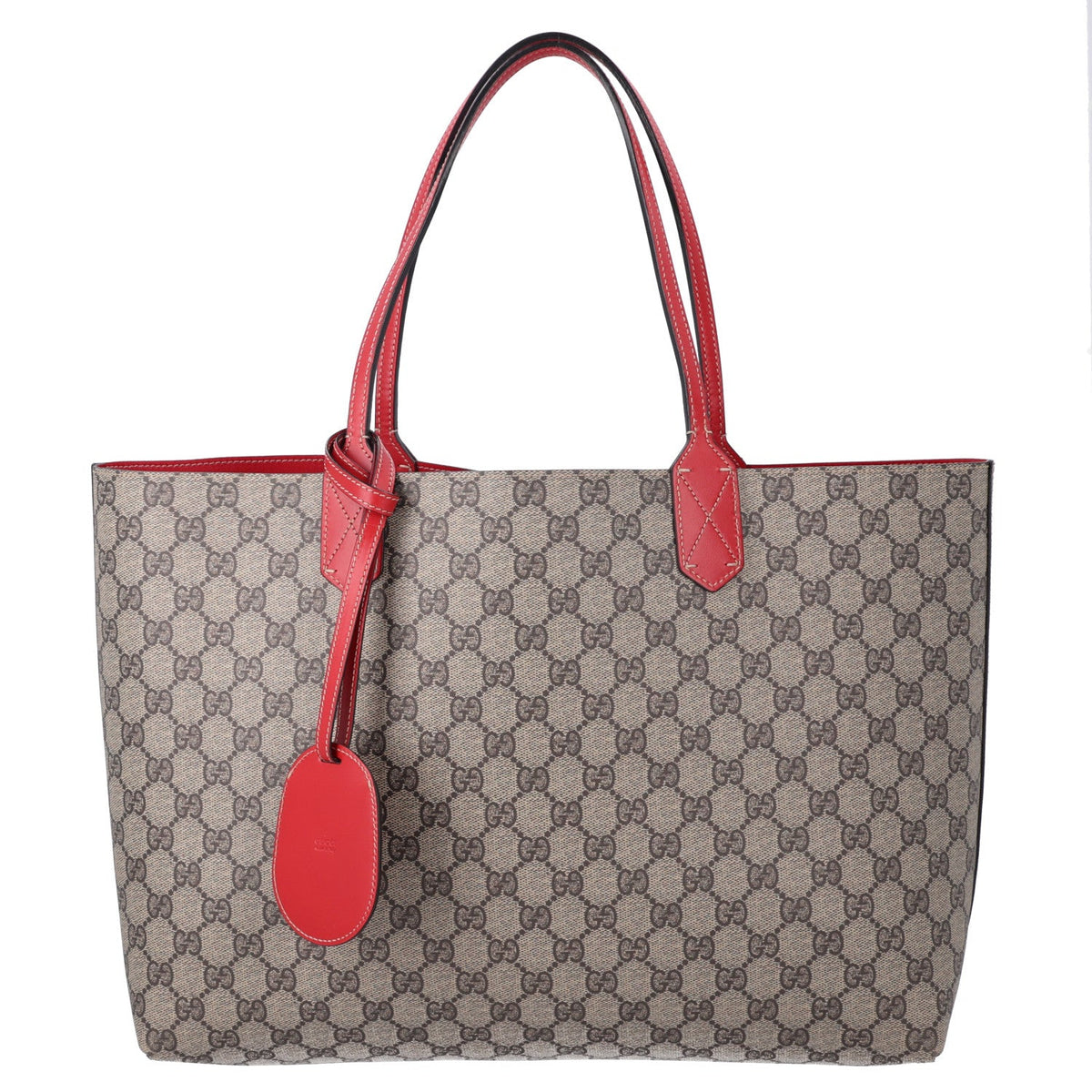 GG Supreme Monogram Medium Reversible Tote Beige Red wholesalehk.shop