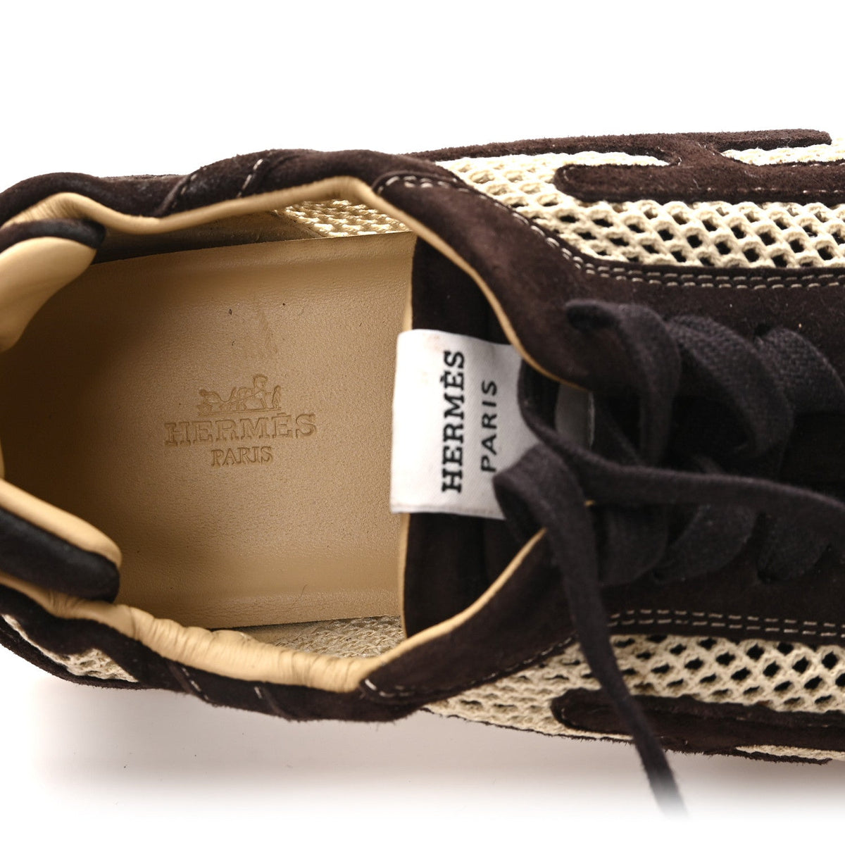 Crochet Knit Suede Goatskin Mens Jet Sneakers 44.5 Beige Lin Marron Ebene wholesalehk.shop