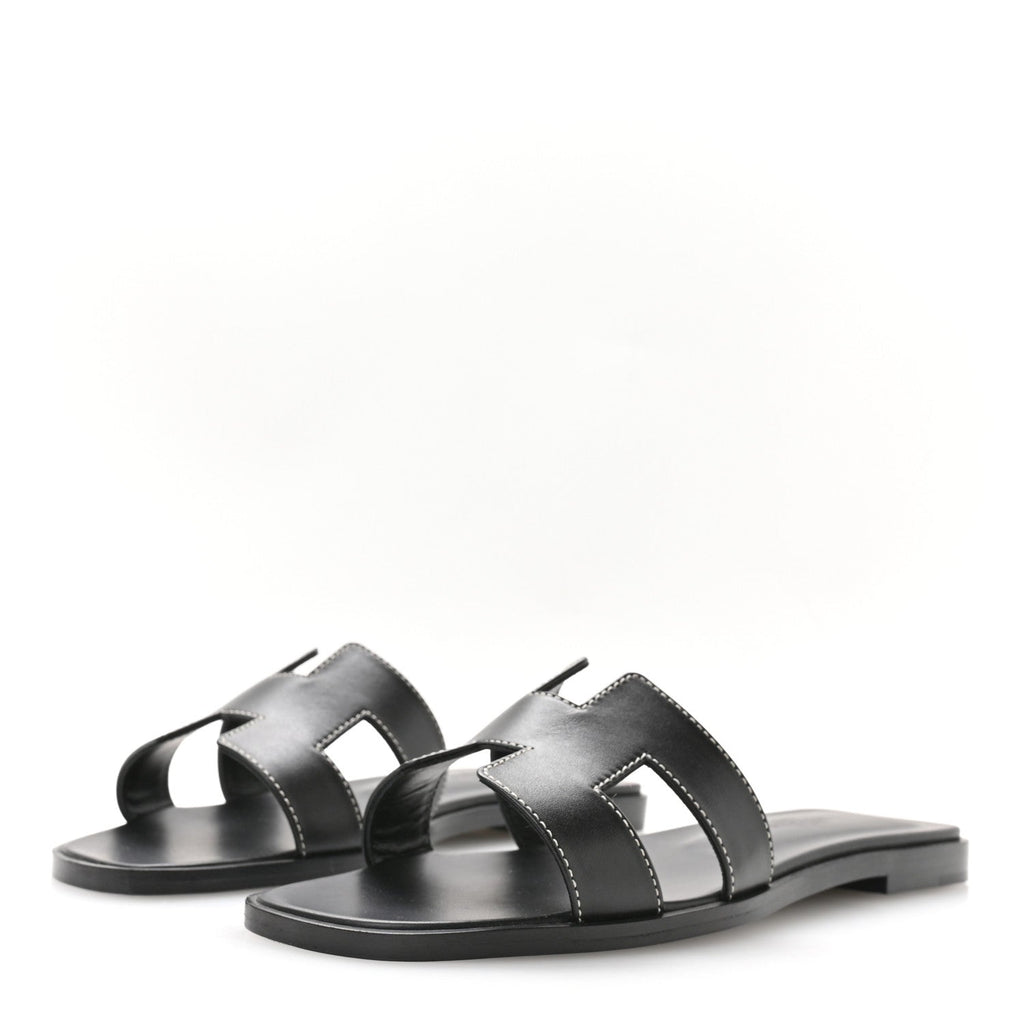 Box Calfskin Oran Sandals 36.5 Black wholesalehk.shop