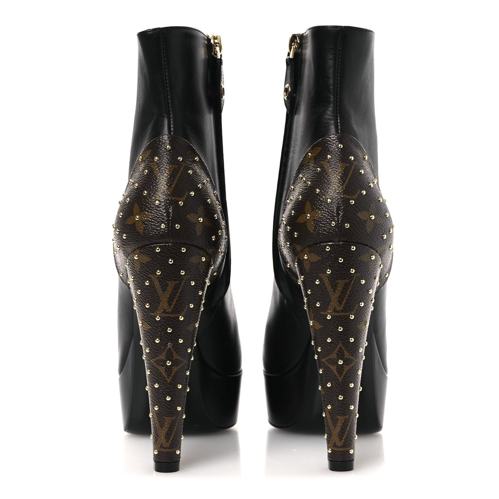 Soft Calfskin Monogram Afterglow Platform Ankle Boots 38.5 Black £¨ Direct shipment via from wholesalehk.shop