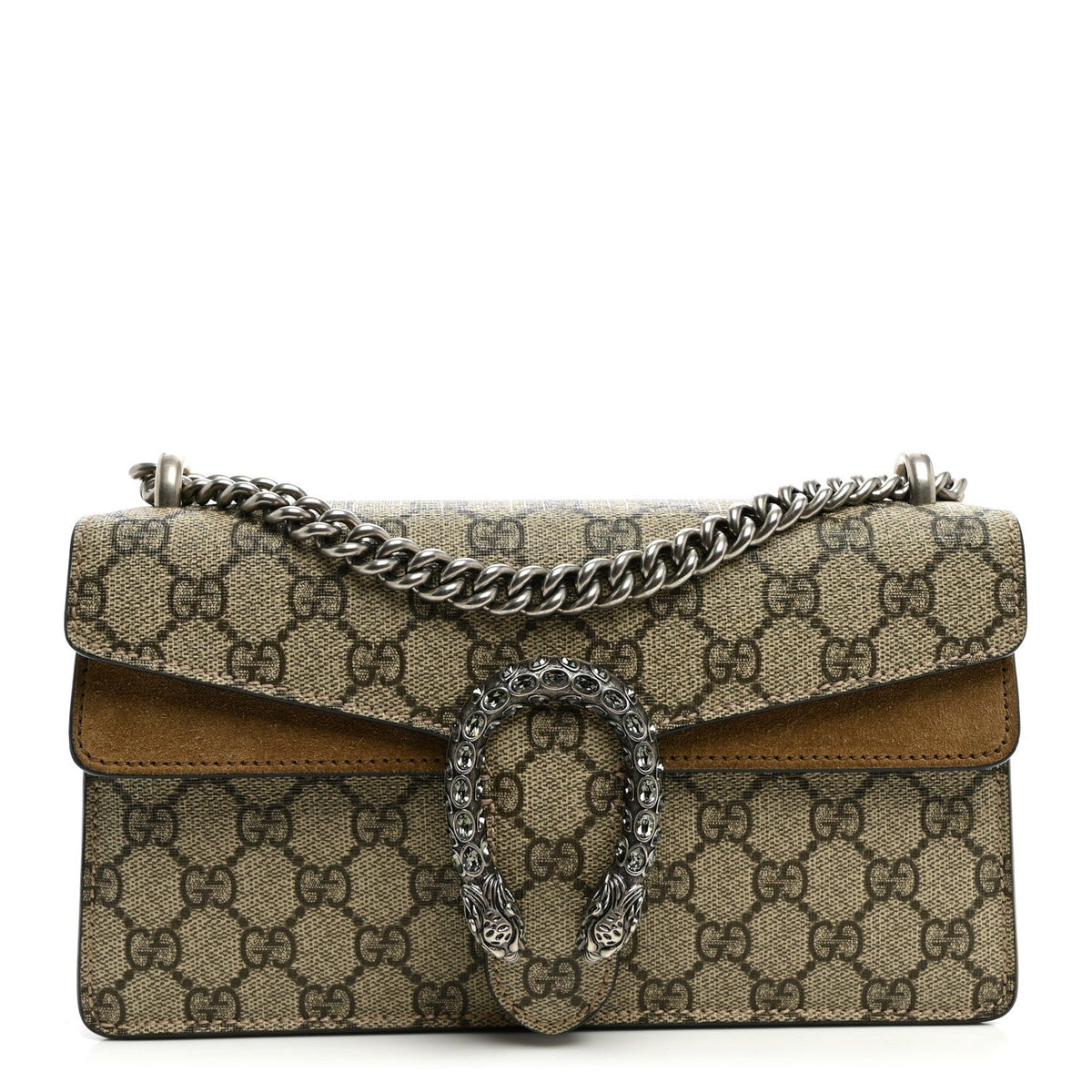 GG Supreme Monogram Suede Crystal Small Dionysus Shoulder Bag Beige Ebony Taupe wholesalehk.shop