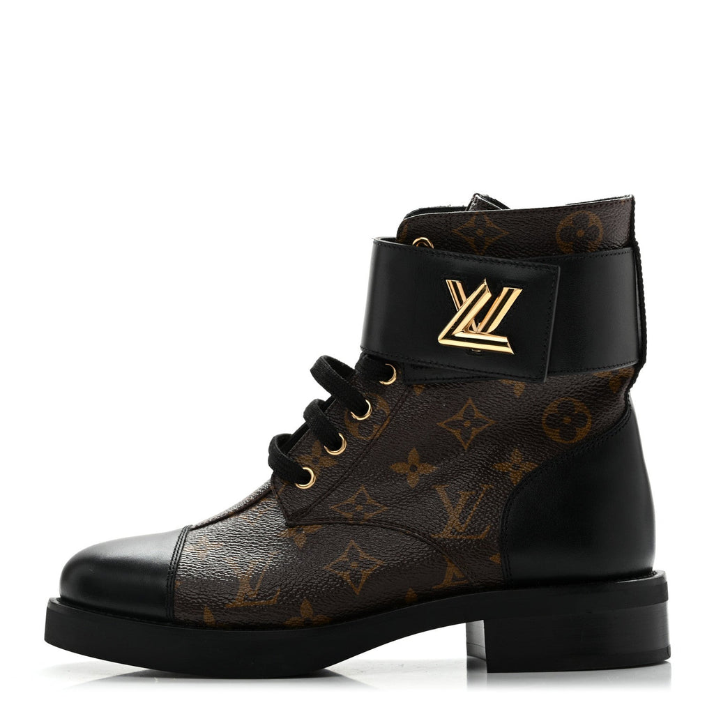 Calfskin Monogram Wonderland Flat Ranger Boots 37 Black £¨ Direct shipment via from wholesalehk.shop