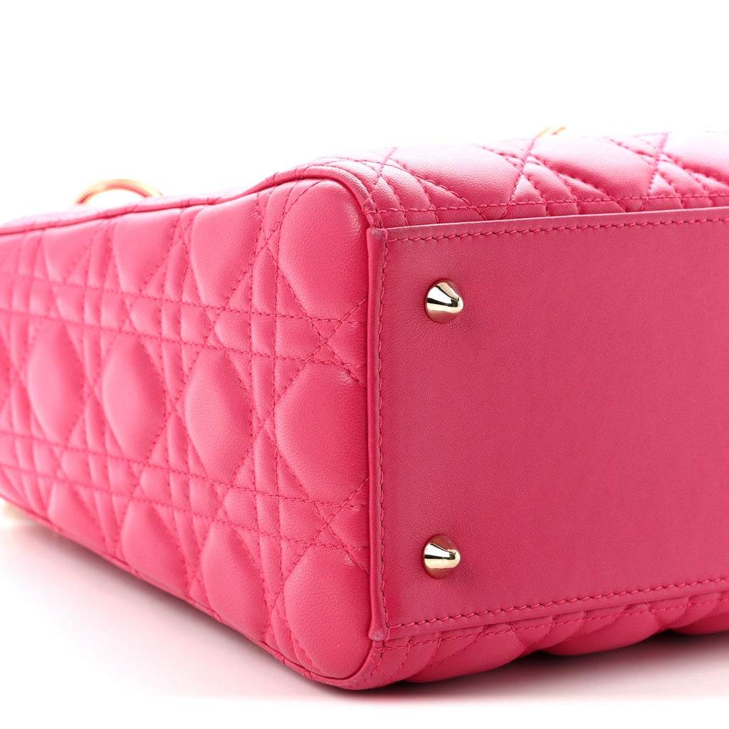 Lambskin Cannage Medium Lady Dior Fuchsia wholesalehk.shop