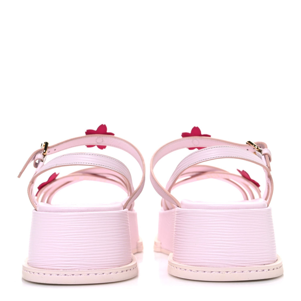 LV X TM Cherry Blossom Calfskin Maya Flatform Sandals 40 Light Pink £¨ Direct shipment via from wholesalehk.shop