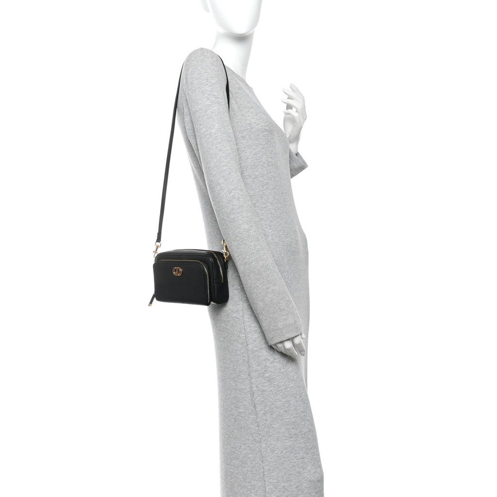 Grained Calfskin Caro Double Pouch Black wholesalehk.shop