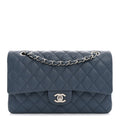 Caviar Quilted Medium Double Flap Blue wholesalehk.shop